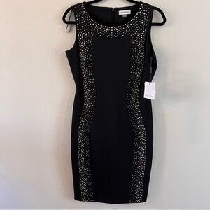 NWT Calvin Klein Sparkling Embellished Sheath Black Little Dress Size 6 Stretch